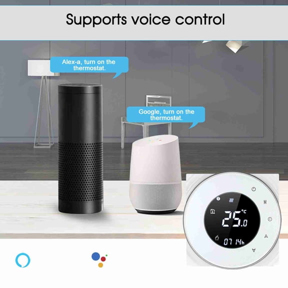 Gas Boiler Heating Programmable Gas Boiler Heating Thermostat Dry Contact Temperature Controller Touchscreen LCD with Backlight Voice Control Compatible with Echo/ Home/IFTTT