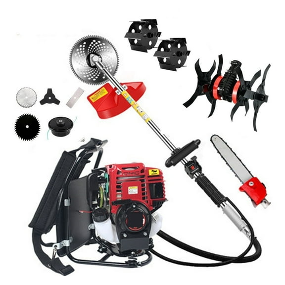 Gas Brush Cutter 9in1 With GX35 4 Stroke Petrol Engine 0.85KW Backpack Grass Strimmer Pole Chainsaw With Garden Tiller ,2 IN 1 Trimmer & Edger