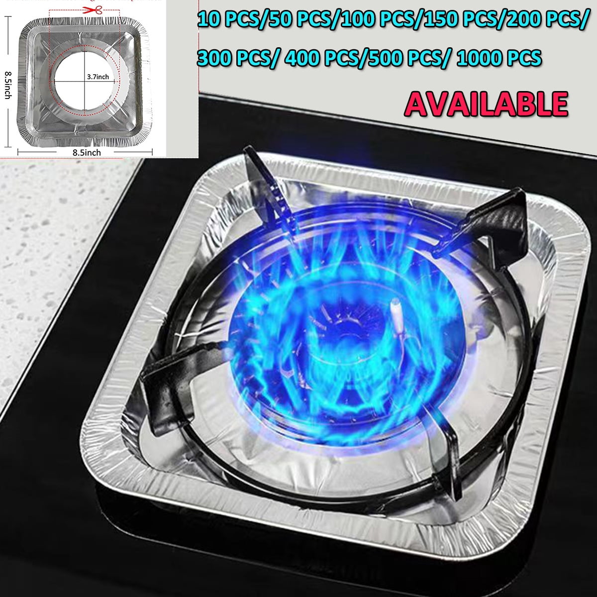 Gas Burner Gasket (200 Packs) 8.5 Inch Disposable Aluminum Foil Square Stove Burner Cover-gas Stove Protection Aluminum Foil Gasket