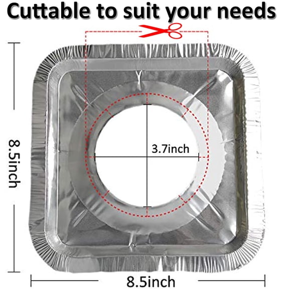 Gas Burner Liners (10 Pack) 8.5" Disposable Premium Aluminum Foil Square Stove Burner Covers -Thicken Gas Range Protector Foil Liners