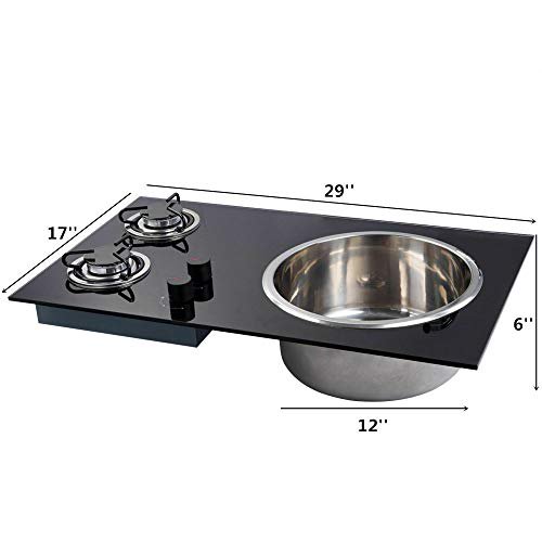 Gas Camping Stove Burner Boat Caravan RV Camper LPG Gas Stove Hob and Sink  Comb RV Cooktop Stove with Tempered Glass Lid (GR-600L, 1 Burner Left Sink  Stove) - Walmart.com