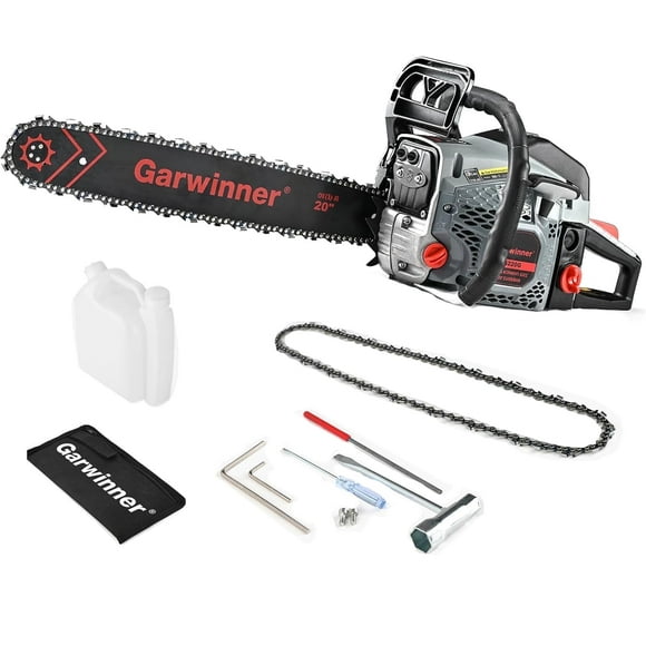Gas Chainsaw 20in. 3.4HP Gas Powered Chainsaw 2-Cycle Handheld Chain Saw for Garden/Patio/Farm 6220G(Two Chains)