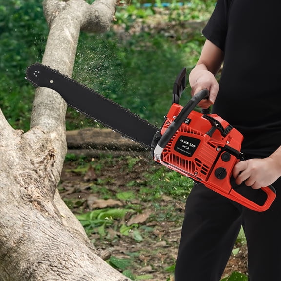 Gas Chainsaw 58CC 2-Stroke, 20 Inch Guide Bar Powerful 3.5HP for Tree Cutting with Quick Stop Brake & Lightweight