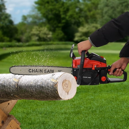 Gas Chainsaw 58cc, 3HP, 10,500 RPM – Lightweight, Ergonomic Design with 18” Guide Bar, Automatic Oiling, Safety Lock – Ideal for Wood Cutting, Tree Pruning, Yard Work