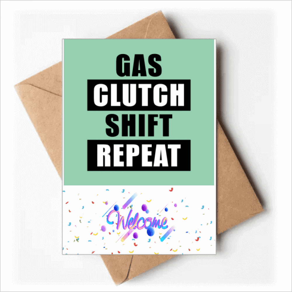 Gas Clutch Shift Repeat Art Deco Fashion Welcome Back Greeting Cards Envelopes Blank