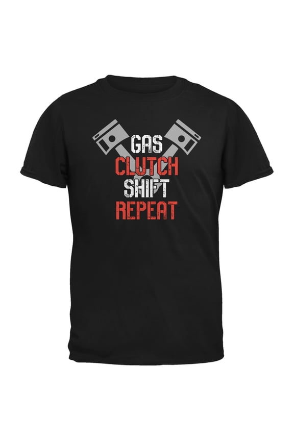 Gas Clutch Shift Repeat Black Adult T-Shirt - Medium