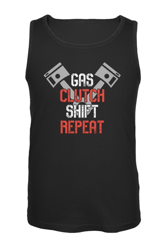 Gas Clutch Shift Repeat Black Adult Tank Top - Large