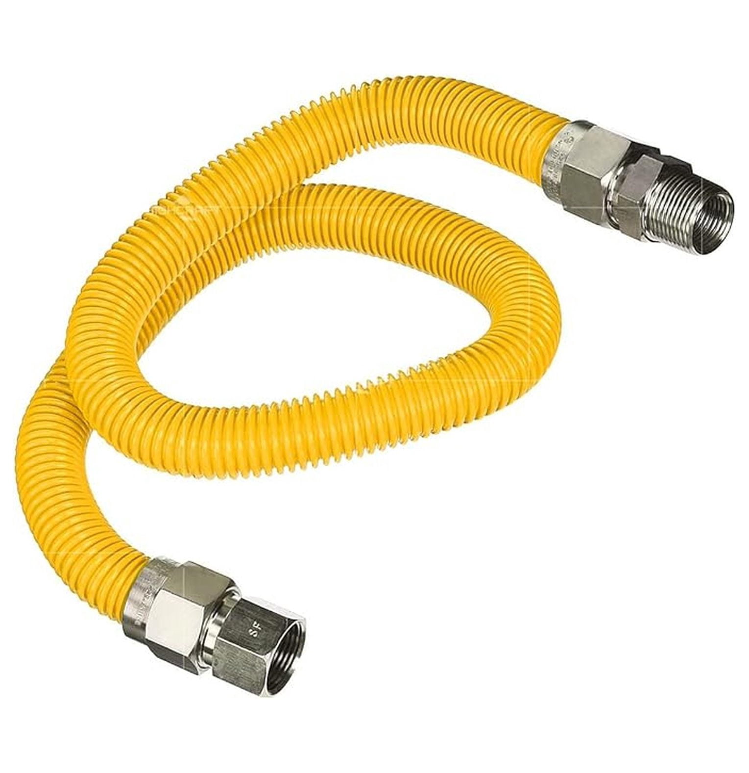 Gas Connector 24inch Yellow Coated Stainless Steel, 1/2” OD Flexible Gas Hose Connector for Dryer and Water Heater, with 1/2” FIP x 1/2” MIP Stainless Steel Fittings, 24” Gas Appliance Supply Line