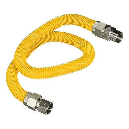 Gas Connector inch Yellow Coated Stainless Steel, 1” OD Flexible Hose for Tankless Water Heater, with 3/4” FIP x MIP Steel Fittings, ” Appliance Supply Line