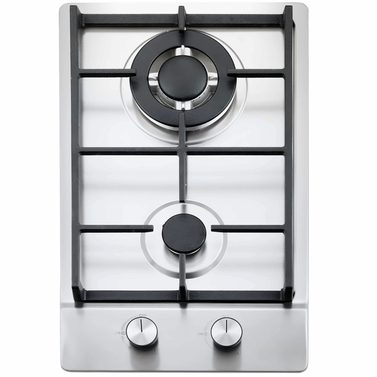 Gas Cooktop 12 Inch, 2 Burner Stainless Steel Gas Stove Top, 12250BTU LPG/NG Convertible Built-in Gas Hob with Thermocouple