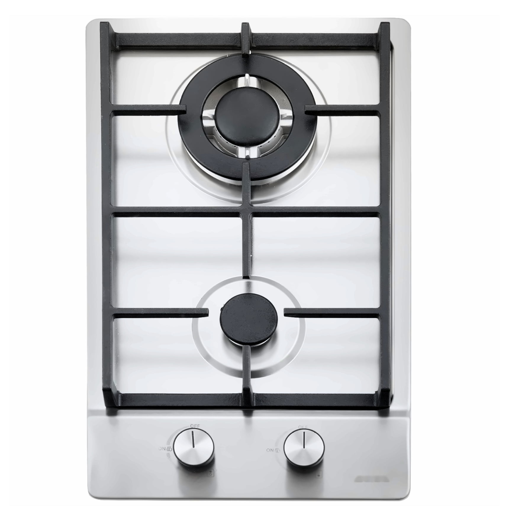 Gas Cooktop 12 Inch, 2 Burner Stainless Steel Stove Top - 12250BTU Dual Fuel Hob, LPG/NG Convertible, Thermocouple Safety