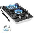 thumbnail image 1 of Gas Cooktop 2 Burner Propane Cooktop, 12 Inch Gas Stove Top with Thermocouple Protection, LPG/NG Dual Fuel Built-in Tempered Glass Gas Stove for Apartment, Indoor, RV, 1 of 8