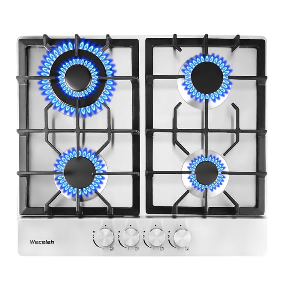 Gas Cooktop 24", Dual Fuel 4 Burner Gas Cooktop, Stainless Steel Gas Stove,120V