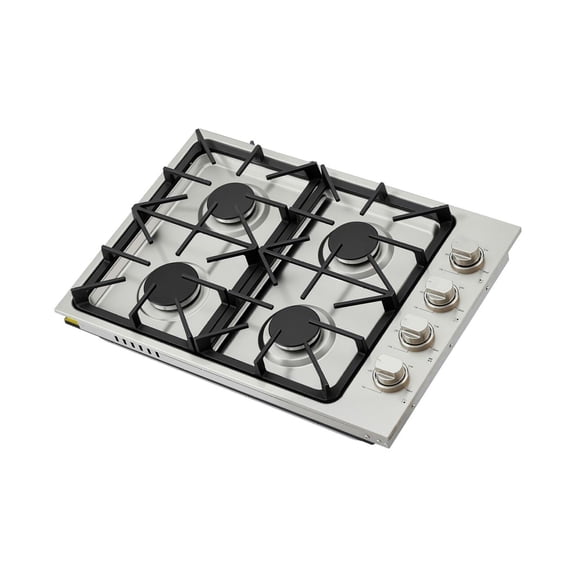 Gas Cooktop 30 Inch 4 Burner, 48000 BTU Built-in Stainless Steel Stove Top, NG/LPG Convertible, Sealed Burners for Boil, Sear, Fry