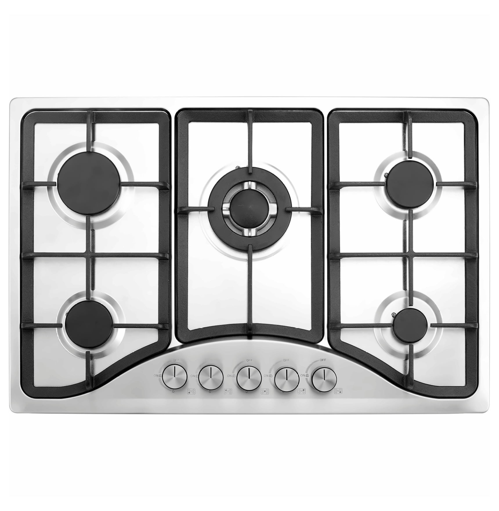 Gas Cooktop 30 inch, 5 Burner Stainless Steel Stove Top, 12250 BTU LPG/NG Convertible, Thermocouple Protection, Built-in Gas Hob for Kitchen