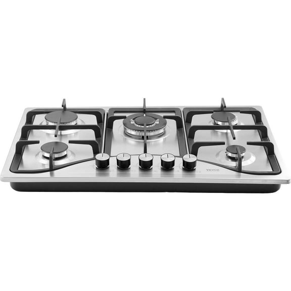 Gas Cooktops Gas Cooktop 30 inch, Max 12250BTU 5 Burners Built-in Stainless Steel Gas Stove Top, LPG/NG Convertible Dual Fuel Natural Gas Hob with Thermocouple Protection,Electric Cooktops