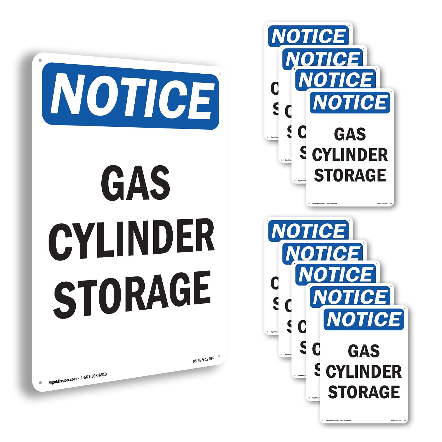 Gas Cylinder Storage OSHA Notice Aluminum Sign 18 Inch x 12 Inch - 10 ...