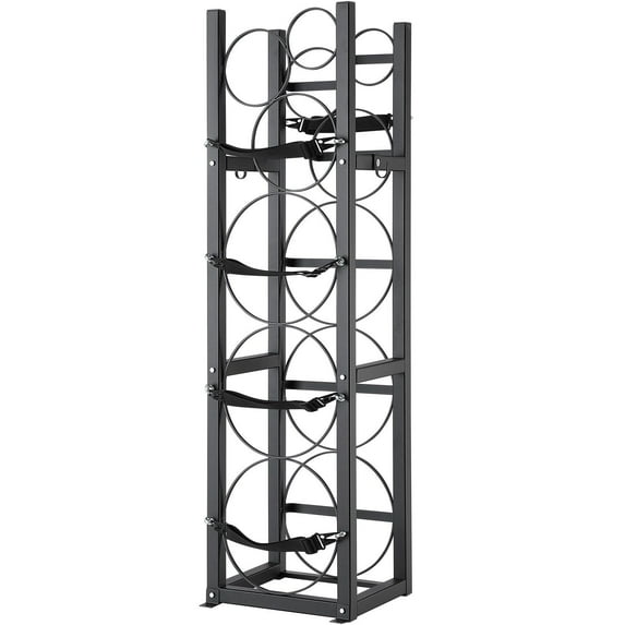 Gas Cylinder Storage Rack - Heavy Duty Steel Frame for 3x30lbs Refrigerant Tanks + 3 Small Bottles, Freon & Oxygen Compatible
