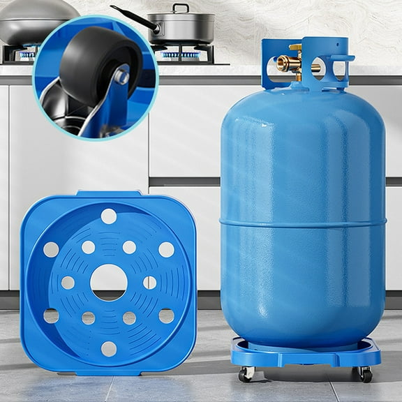 Gas Cylinder Storage Tray, Heavy-duty Plastic Base with Wheels, Sesolution Bottle Holder, Kitchen Utility Cart, Outdoor Propane Tank Stand, Topliu