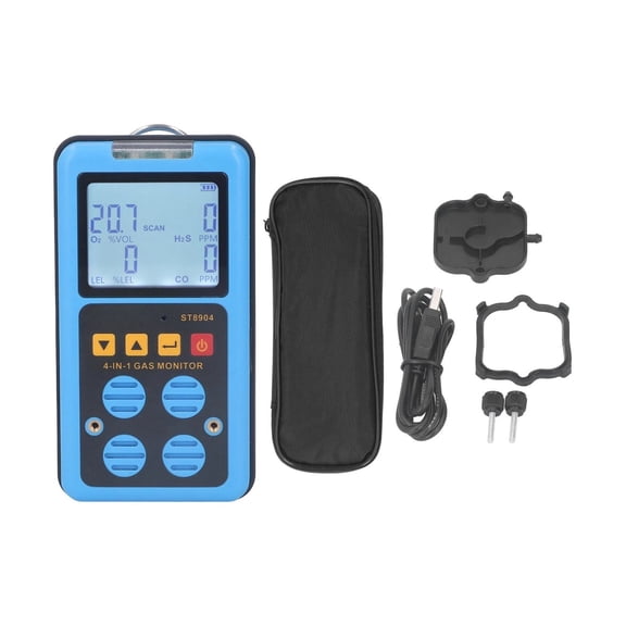 Gas Detector Quick Response Rechargeable Accurate Measurement 4 in 1 Gas Meter Backlit Display for Chemical Industry