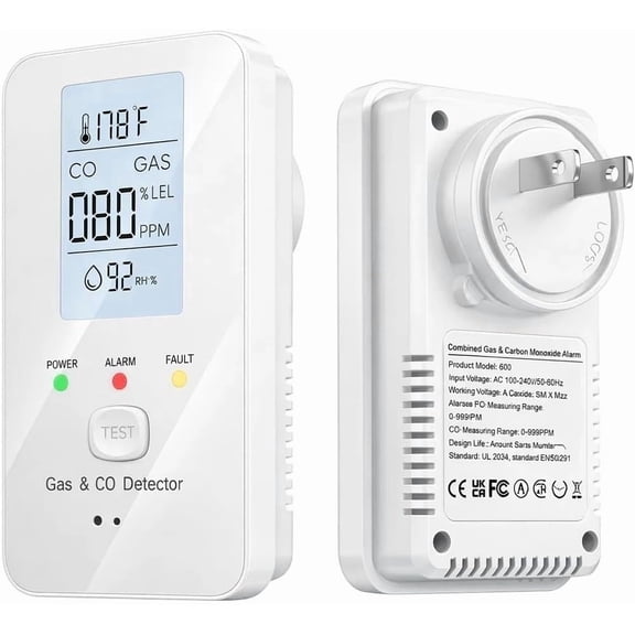 Gas Detectors for Home Natural Gas, 4-in-1 Detector with LCD HD Screen, Real-Time Display for Home, Apartment, Hotel, Camping RV