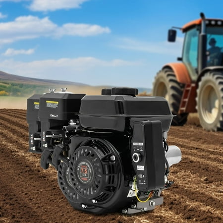 Gas Engine 7.5HP 4 Stroke 210CC Motor, Shaft 20mm Diameter OHV Industrial Grade Gasoline Powered Multi-Use Engine Air Cooled Pull Start