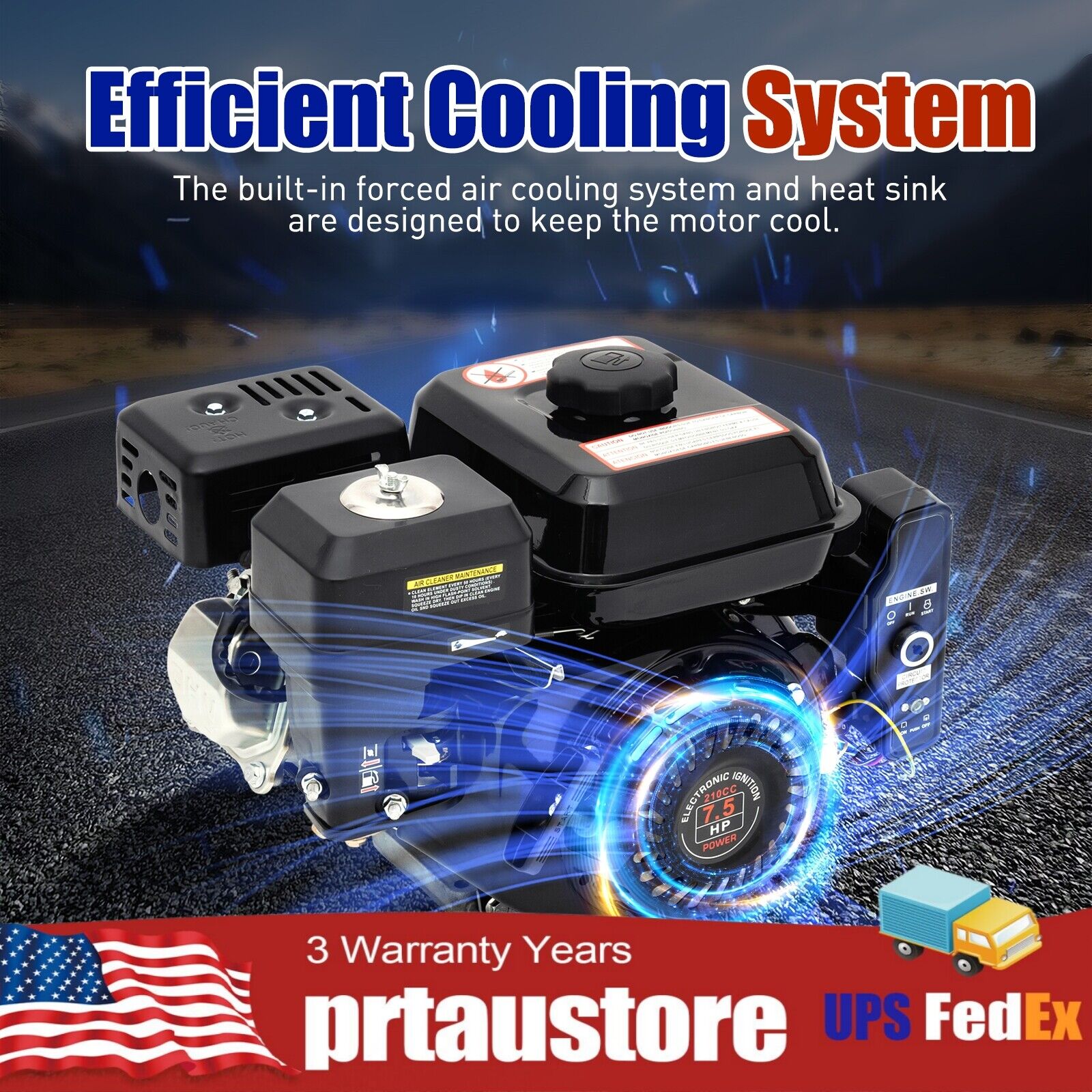 Gas Engine Electric Start Side Shaft Motor OHV Gasoline Engine 3600RPM ...