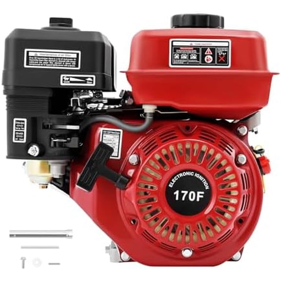 Gas Engine Motor, 7.5HP 212CC 4-Stroke Gasoline Engine 3000W Recoil Electric Start Mini Engine Motor Horizontal Shaft with Single Cylinder System Air Cooling Pull Start Gas for Lawnmowers Water Pumps
