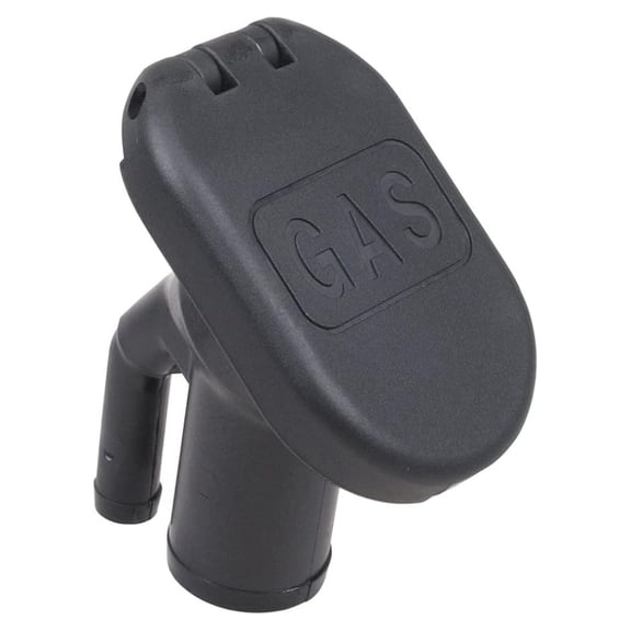 Gas Fill 1.5 Inch Hose - Black Polymer Vented Top Fill - 35 Degree Angled Neck - Marine Boat Fuel Tank Filler - OEM Replacement