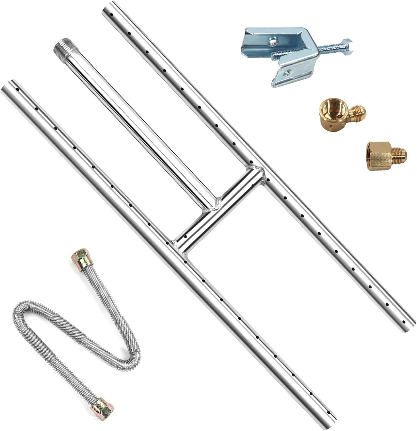 Gas Fireplace HBurner, Stainless Steel NonWhistle Flexible Flex Gas