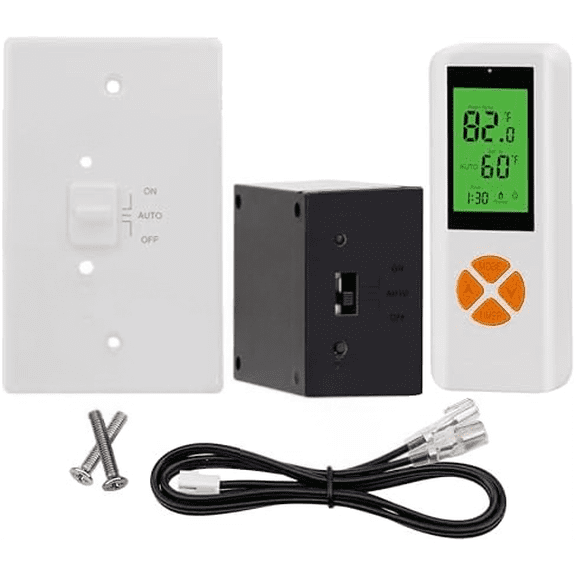 Gas Fireplace Remote Control Kit, Thermostat with Timer Kit for Millivolt Valve Gas Fireplaces, Large LCD Display, Wireless Thermostat Switch System On/Off/AUTO Control with Safety Lock