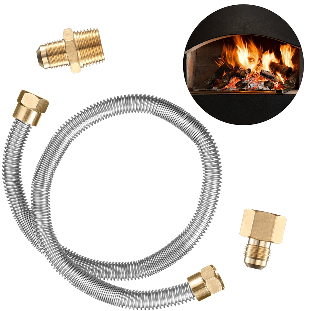 Gas Flex Line for Fire Pits and Fireplaces, 1/2" OD x 3/8" ID Whistle