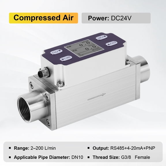 Gas Flow Meter Digital Air Flow Sensor 4-20mA RS485 PNP DC24V High Accuracy Industrial ,Energy-Saving