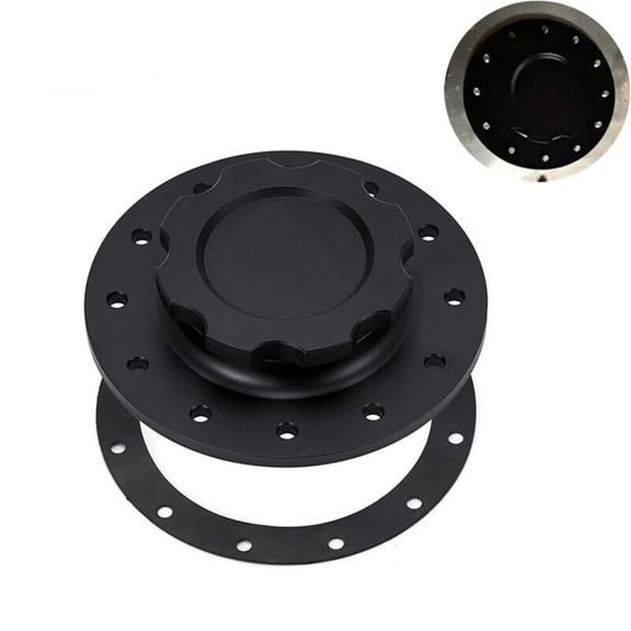 Gas Fuel Filler Cap Flush Mount 12 Hole Fuel Cell Tank Cap Aluminum Black