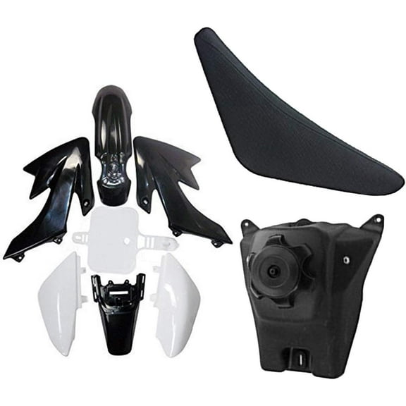 Gas Fuel Tank + Plastic Fairing Kit Body Fender + Seat for CRF XR XR50 CRF50 110cc 125cc Pit Dirt Bike (White)
