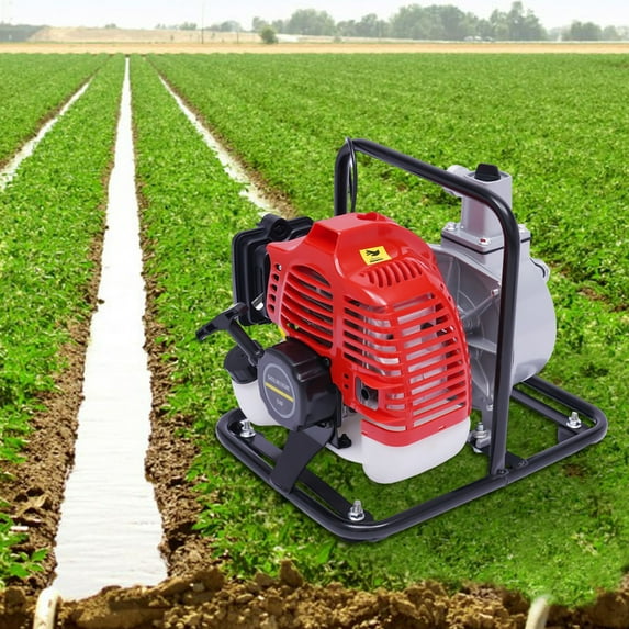 Gas Gasoline Water Pump, 43CC 2HP 7000rmp 2-Stroke Industrial Water Pump Air-Cooled Gasoline High Pressure Pump for Irrigation Pool, Landscaping or Gardening Irrigation