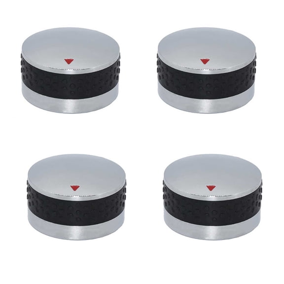 Gas Grill Control Knobs 4 Pack Replacement for BBQ Grills Oven Stove Round Chrome-Plated ABS Plastic with Non-Slip Silicone Ring 58mm Fangkenuo