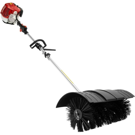Gas Handheld Sweeper, 52CC 2 Stroke 2.3hp Engine Power Snow Sweeping Grass Handheld Sweeper Power Broom Portable Gas Power Walk Behind Sweeper for Sweeping Driveway Grass Patio Snow Clean