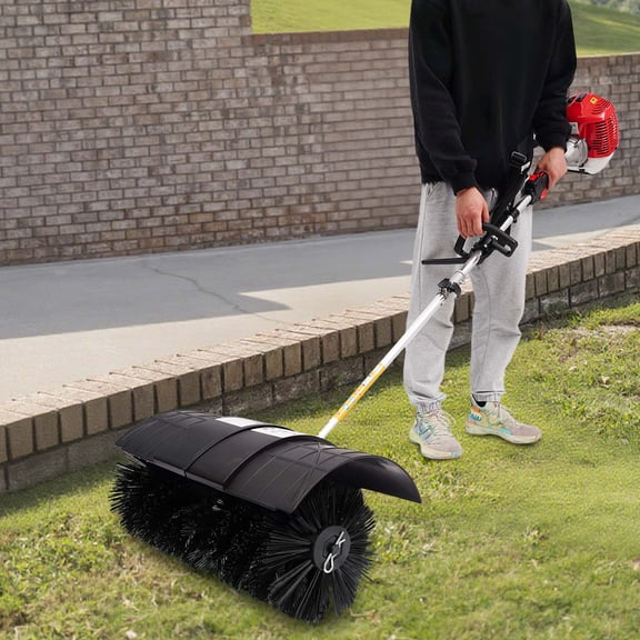 Gas Handheld Sweeper, 52cc 2Stroke 2.3HP Engine Power Snow Sweeping Broom Driveway Turf Lawns Artificial Grass Power Brush Lawn Sweeper Cleaner Tools
