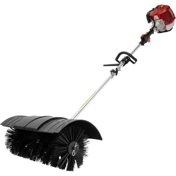 Gas Handheld Sweeper,Outdoor Hand Held Gas Power Broom,52cc 2Stroke Gasoline Power Broom Walk Behind Sweeper Cleaning Driveway Tools High Performance Cleaner