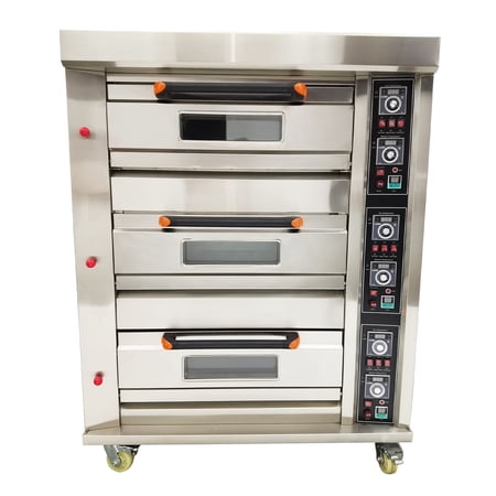 Gas Heating Commercial Electric Triple Pizza Oven 6 Baking Sheets 300W