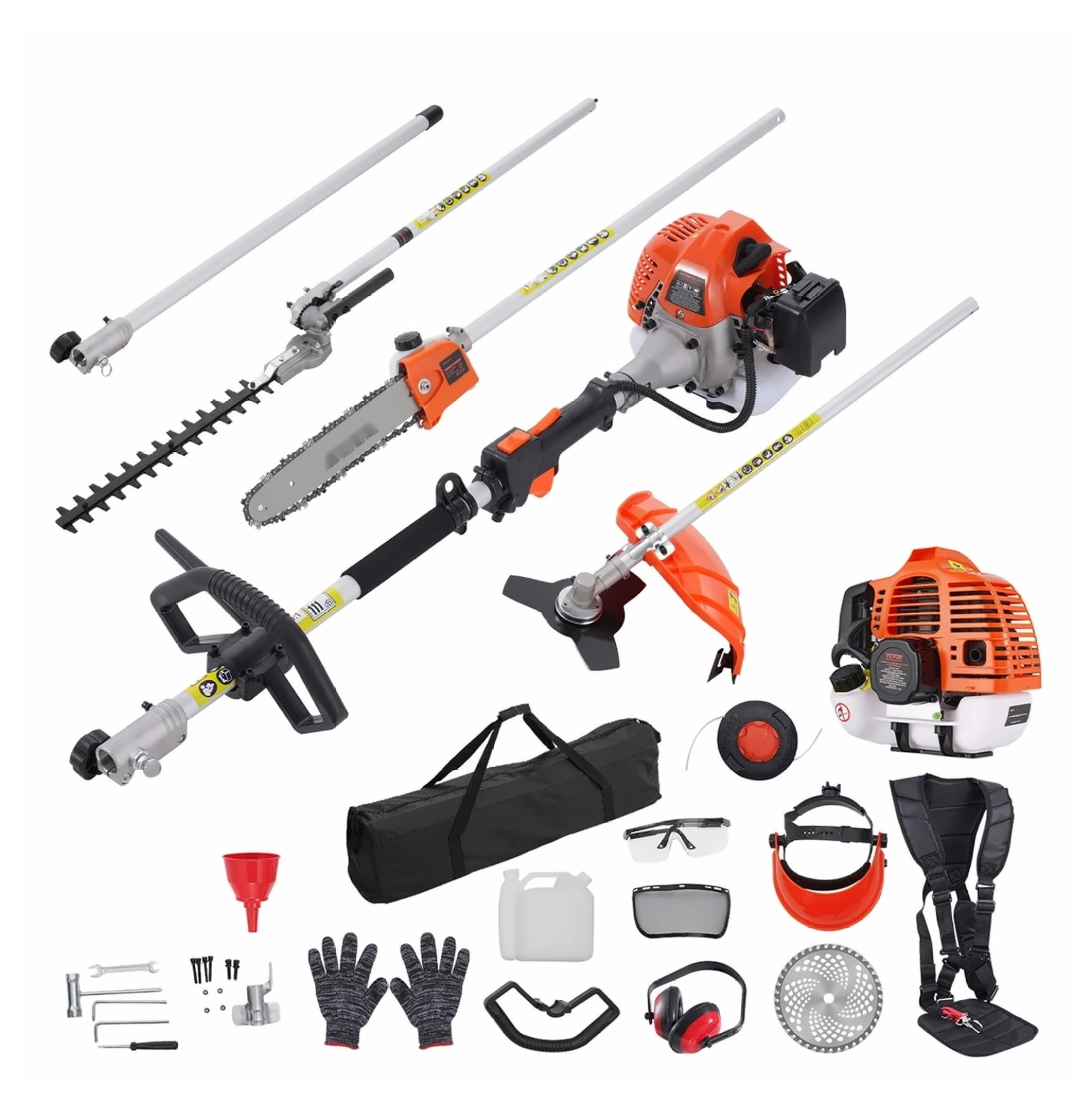 Gas Hedge Trimmer 33CC 6-in-1 Multi-Tool - Weed Eater, Pruner, Pole Saw, Brush Cutter w/Attachments