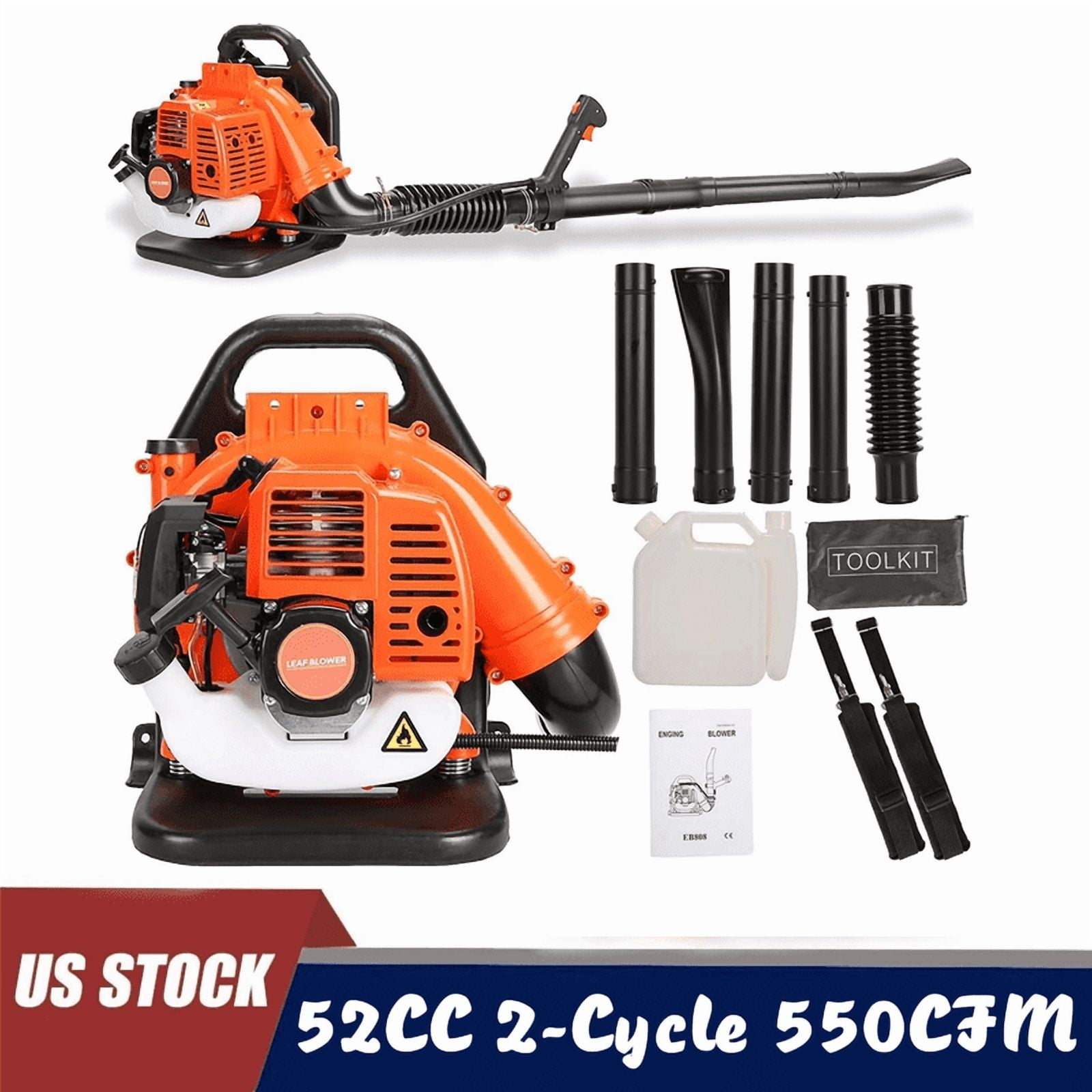 Gas Leaf Blower, 52CC 1.7 HP 2-Stroke Backpack Leaf Blower with 550 CFM , 200 MPH Powerful Clearing Performance and Ergonomic Harness System, Gifts for dad