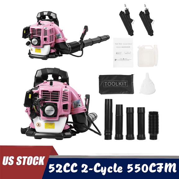 Gas Leaf Blower, 52CC 1.7 HP 2-Stroke Backpack Leaf Blower, 550 CFM , 200 MPH , Powerful Clearing Performance and Ergonomic Harness System