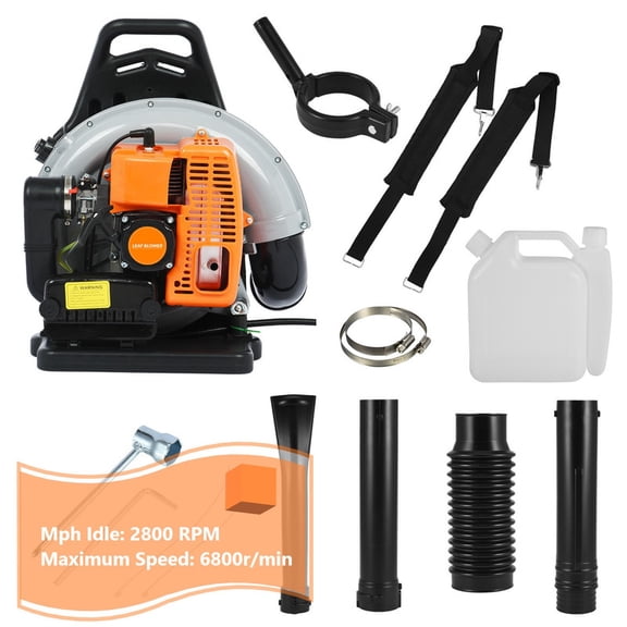Gas Leaf Blower, 63-CC 3-HP 2-Cycle Backpack Leaf Blower, 665-CFM, 2800 RPM, Powerful Clearing Performance, Leaf Blower for Lawn Care, Gass Powered Leaf Blowers Snow Blower Grass Blower (Orange)