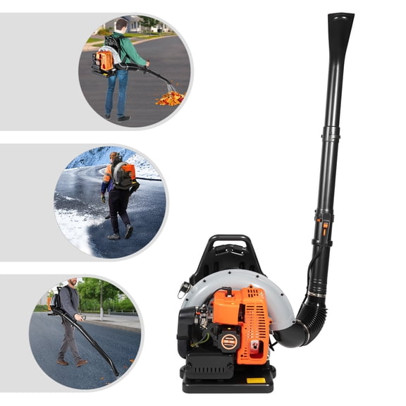 Gas Leaf Blower 63cc 2.7kw Backpack Blower - 6800RPM High Airflow, Easy Pull Start, Adjustable Shoulder Strap, for Leaf Clearing Snow Removal Firefighting, Heavy Duty Gas Powered Leaf Blowers Outdoor