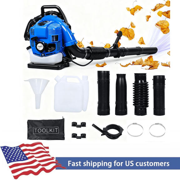 75.6CC Backpack Gas Leaf Blower, 4 Cycle Gas Powered Backpack Blower with Fuel Tank, 900CFM Air Volume 210MPH Speed, Ideal for Lawn Care