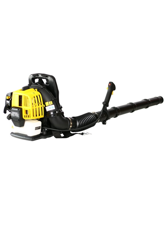 Gas Leaf Blower, BTMWAY Backpack Leaf Blower Gas Powered, Portable Snow Blowers with Extension Tube, Adjustable Shoulder Straps, 52CC 2-Cycle Gas Leaf Blower for Lawn Garden Park Care, Yellow