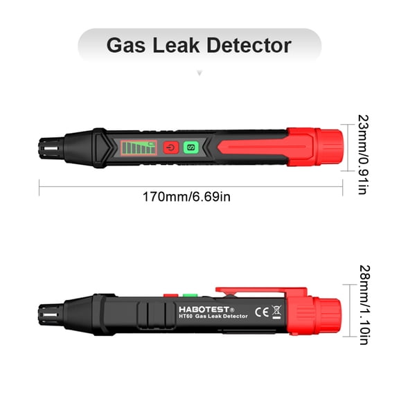 Gas Leak Detector Detector HT60 Portable Gas Leak Detector Handheld Combustible Gas Detector with Audible and Visual Alarm with LCD Display Methane Propane Natural Gas Detector