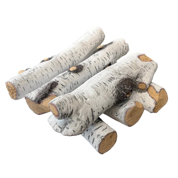 Gas Logs 6 pack-Birch Wood Ceramic Fireplace and Fire Pit Simulated Firewood